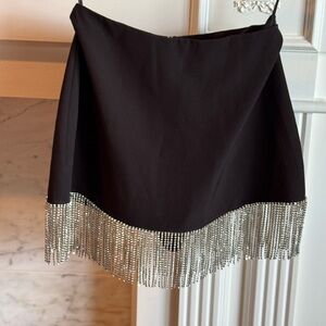 Gianni Bini Black Skirt with Silver Fringe